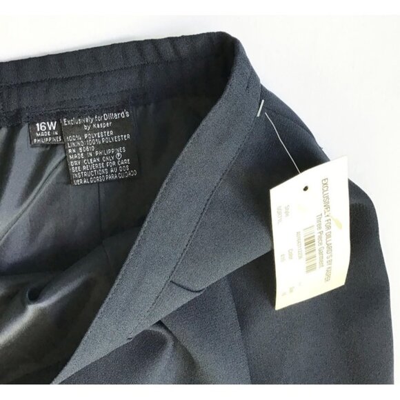 Kasper for Dillards Womens Suit 16W 3 Pc. Jacket Skirt Pants Navy Blue Business - Picture 9 of 16